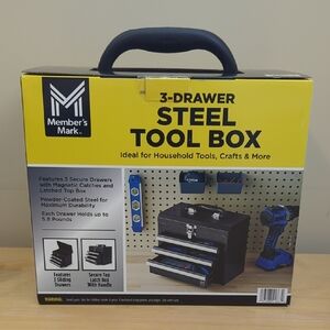 Members Mark Black Steel Mini Tool Box ( 10.83 In W X 6.42 In D X 9.45 IN H. New